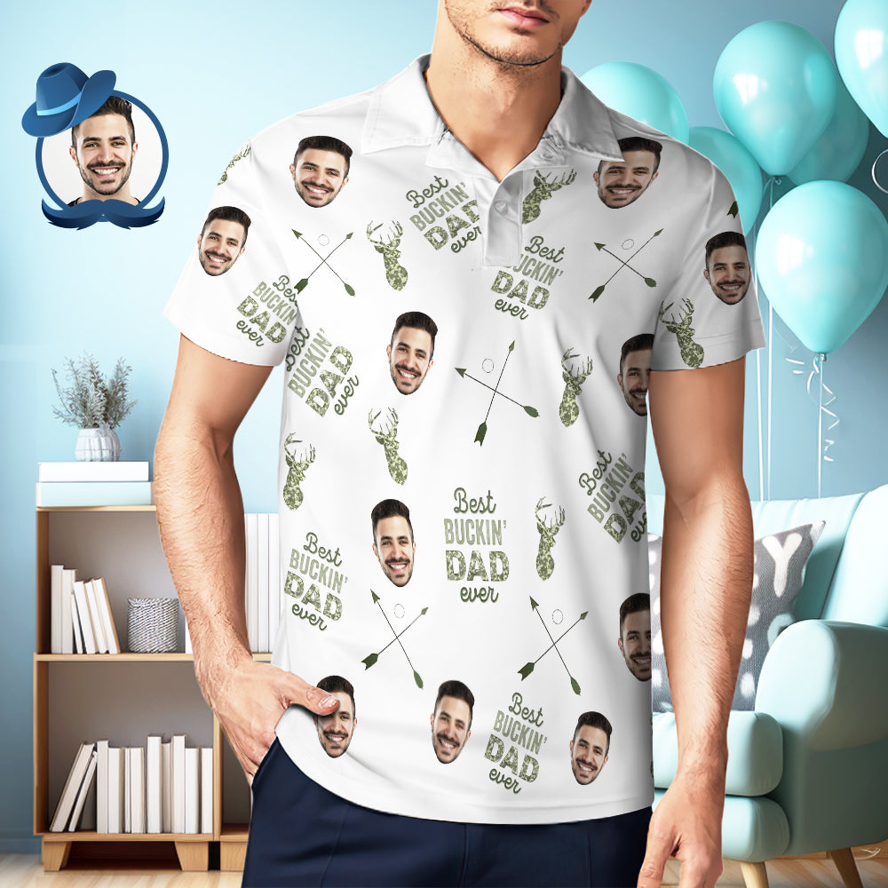 Best Buckin' Dad Ever - Polo Con Foto Personalizada Polo Con Foto Personalizada