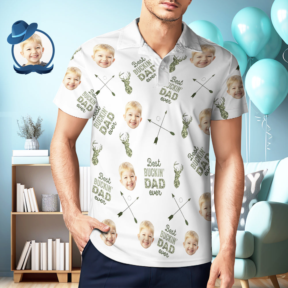 Best Buckin' Dad Ever - Polo Con Foto Personalizada Polo Con Foto Personalizada
