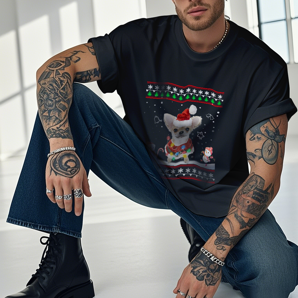 Camiseta Vintage Con Foto Personalizada, Camiseta Con Tema Navideño, Camiseta Vintage Con Linterna - MyFaceSocksES