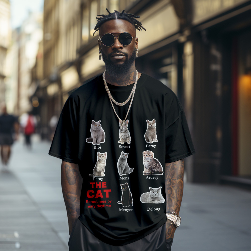Camiseta Personalizada Con Foto De Gato, Camiseta Retro Con Letras E Imagen, Regalo Para Amantes De Las Mascotas - MyFaceSocksES
