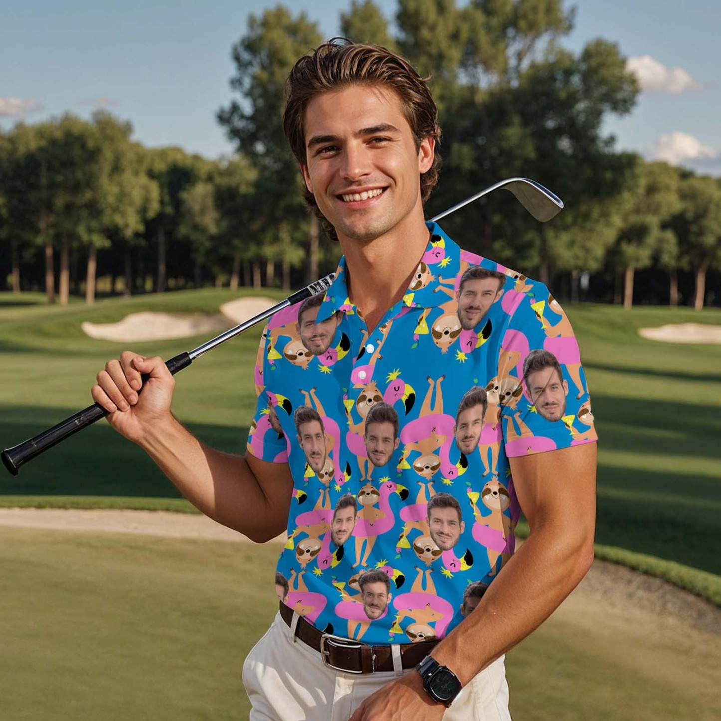 Polo Personalizado Camisas De Golf De Cerveza Clásicas Personalizadas Con Caras O Logotipos Idea De Regalo - MyFaceSocksES