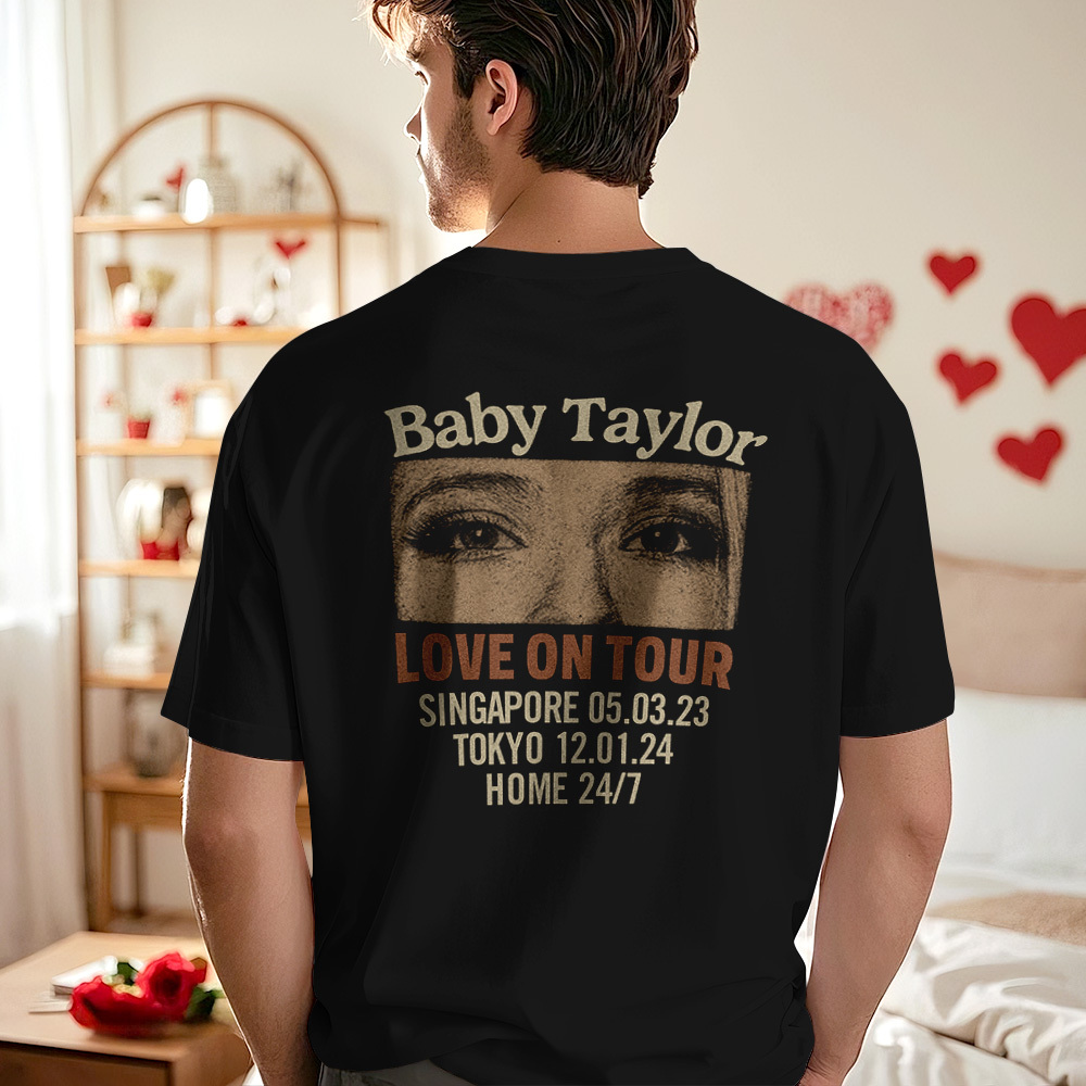 Camiseta Personalizada Con Foto De Novia, Ojos De Amor De Gira Y Texto - MyFaceSocksES