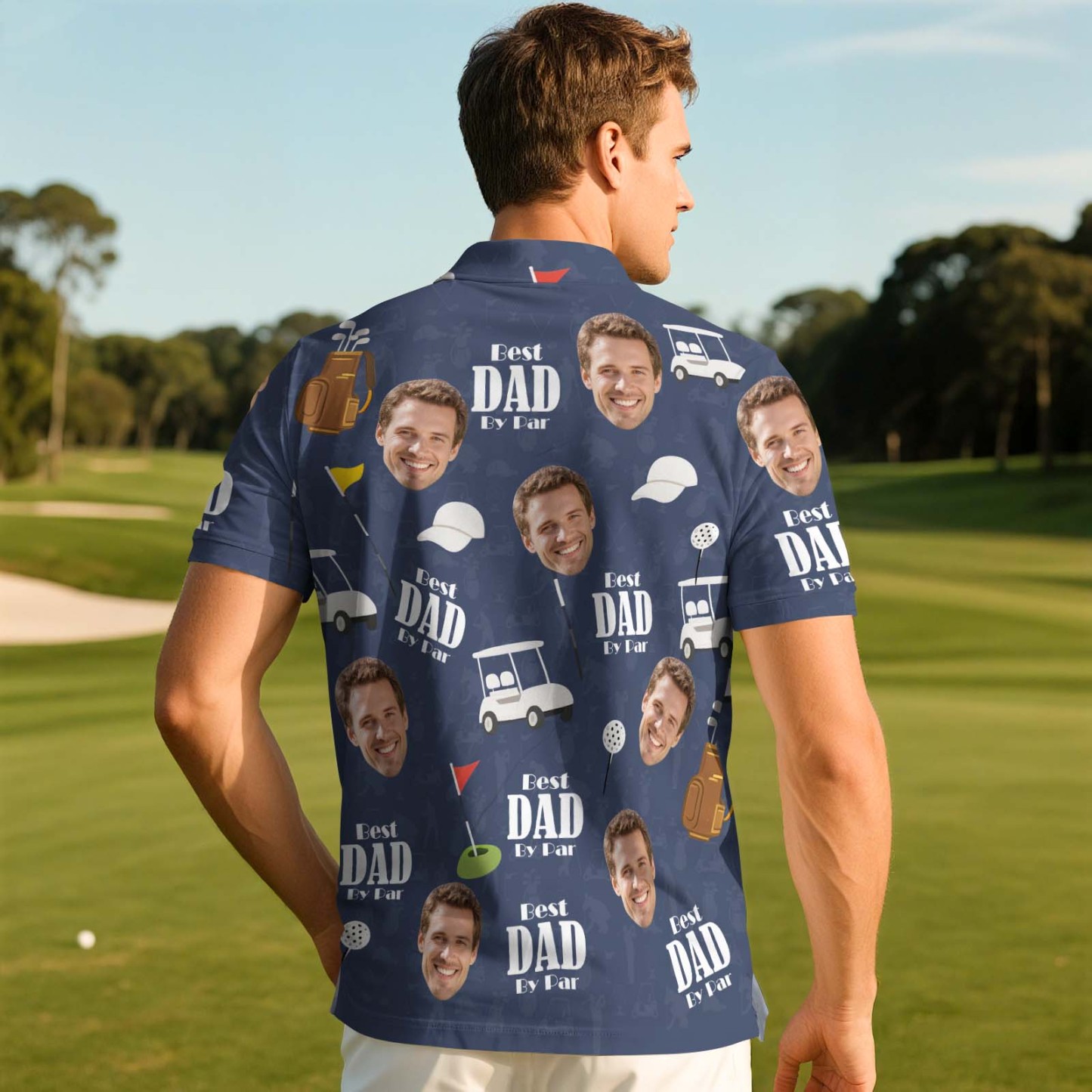 Polo Personalizado 'el Mejor Papá Del Mundo', Polo Personalizado Con Cara De Piña Y Grafiti De Golf, Polo Para Hombre, Regalo - MyFaceSocksES