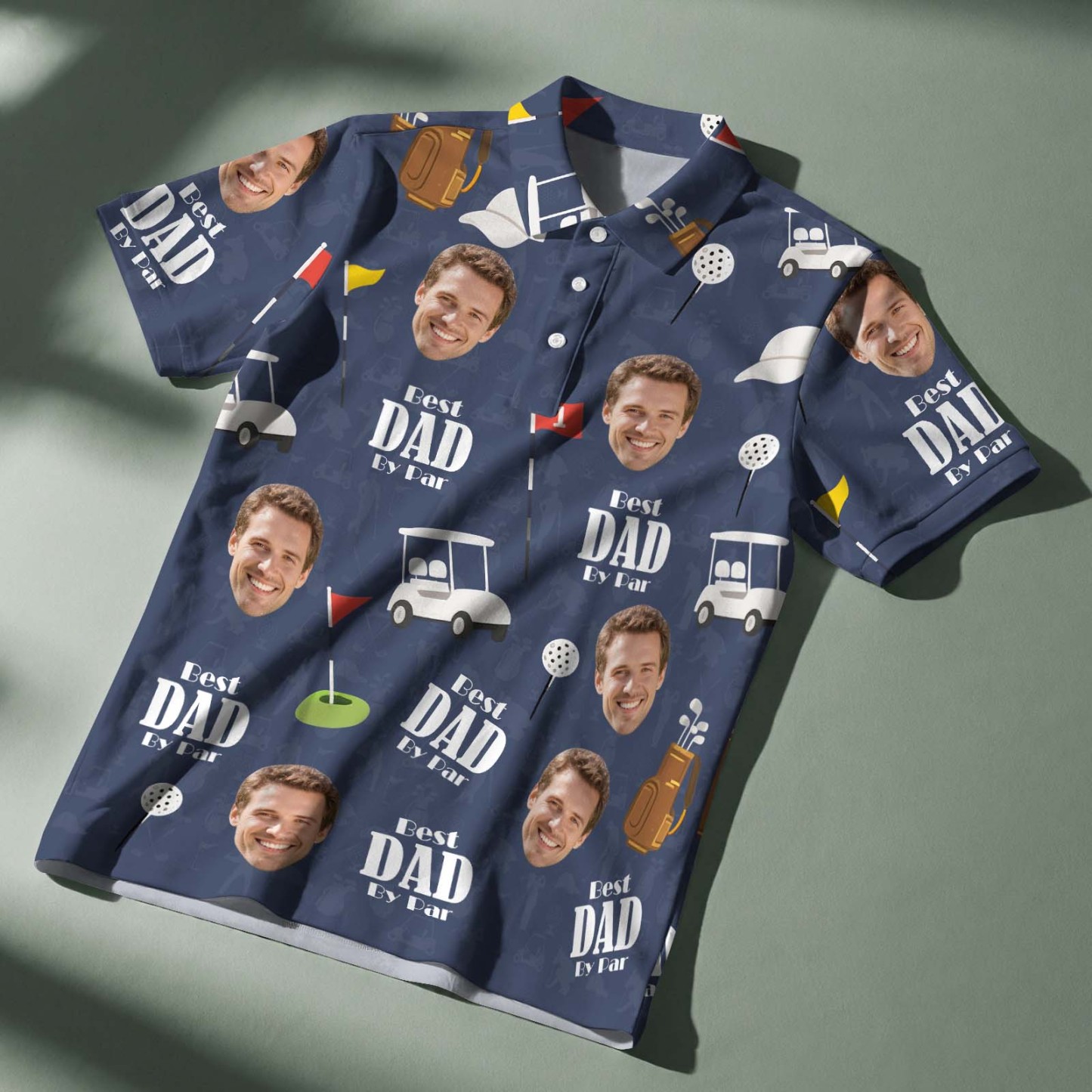 Polo Personalizado 'el Mejor Papá Del Mundo', Polo Personalizado Con Cara De Piña Y Grafiti De Golf, Polo Para Hombre, Regalo - MyFaceSocksES