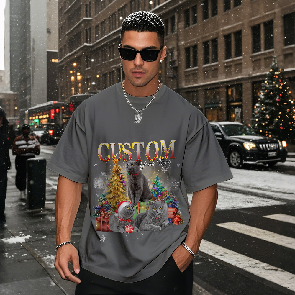 Camiseta Personalizada Para Dueños De Mascotas Con Foto De Gato Adorable. Regalo Perfecto De Navidad Para Amantes De Las Mascotas. - MyFaceSocksES