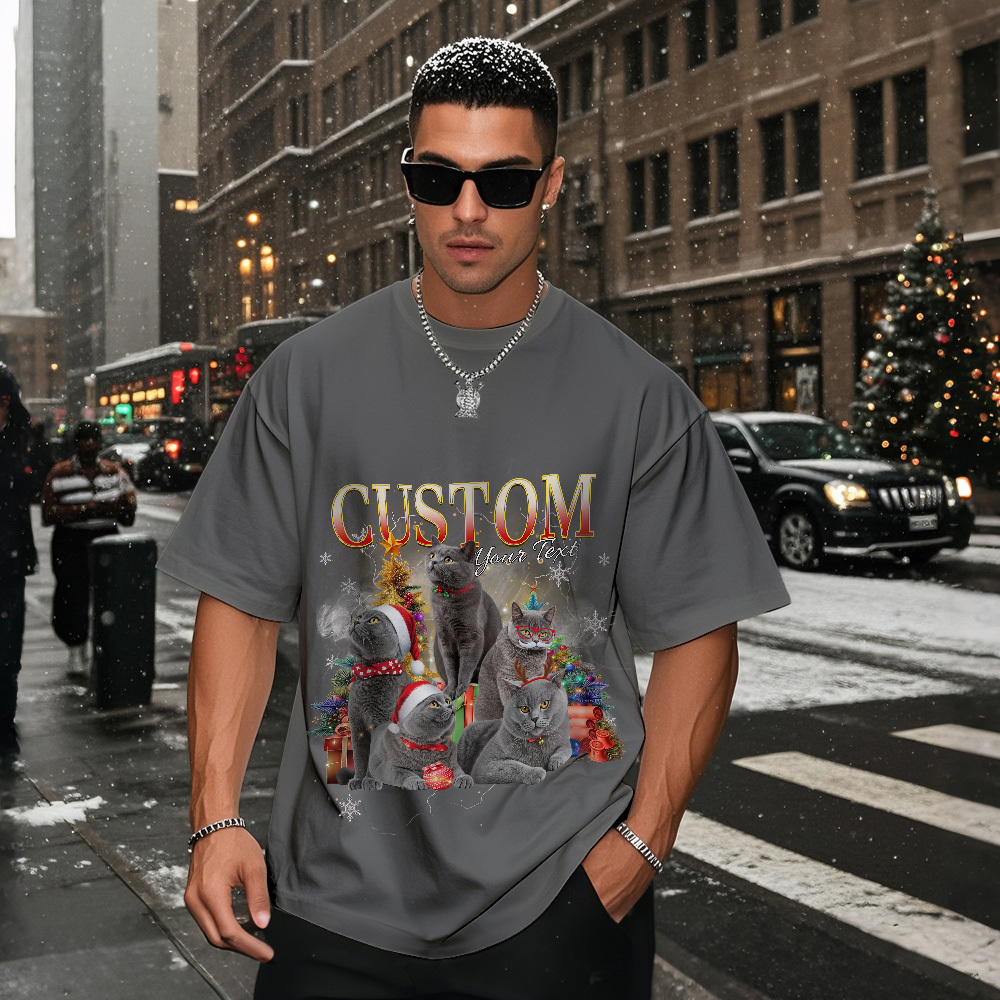 Camiseta Personalizada Para Dueños De Mascotas Con Foto De Gato Adorable. Regalo Perfecto De Navidad Para Amantes De Las Mascotas. - MyFaceSocksES