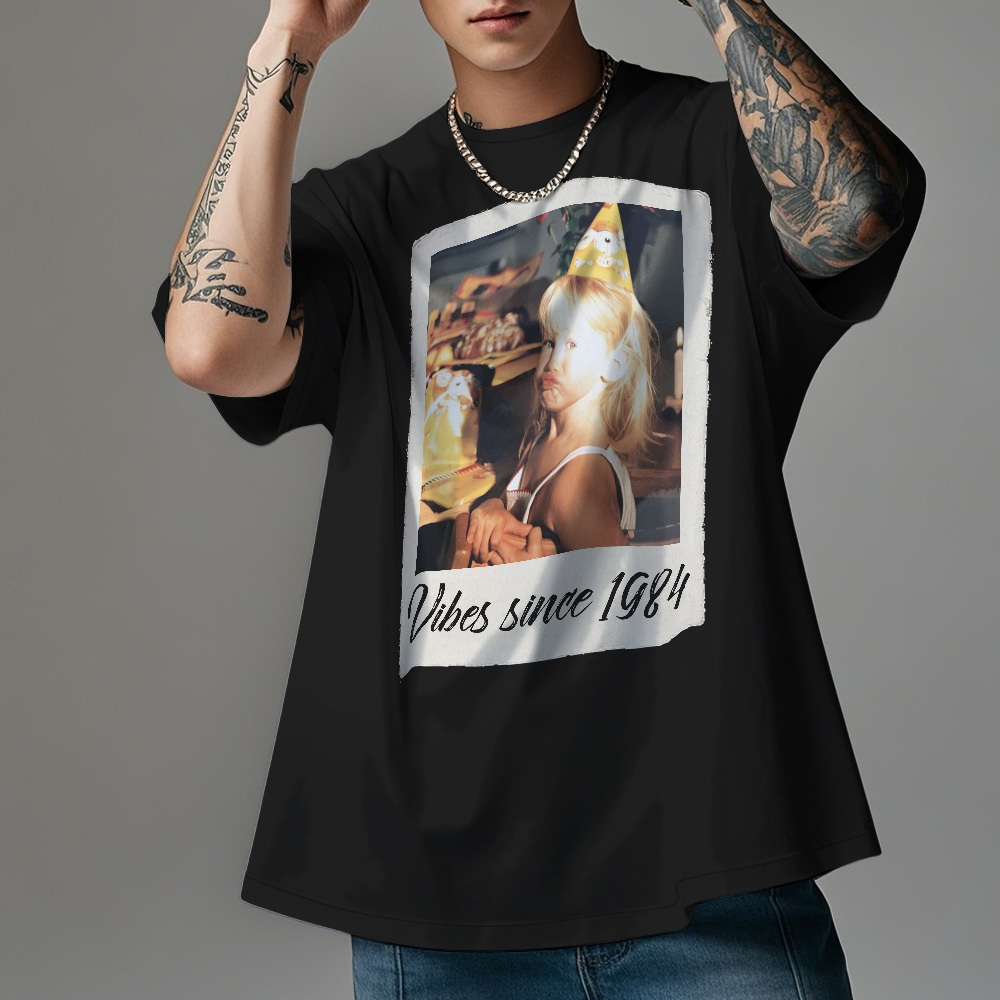 Camiseta Vintage Con Foto Personalizada, Estilo Película De Cumpleaños, Idea De Regalo Vintage - MyFaceSocksES