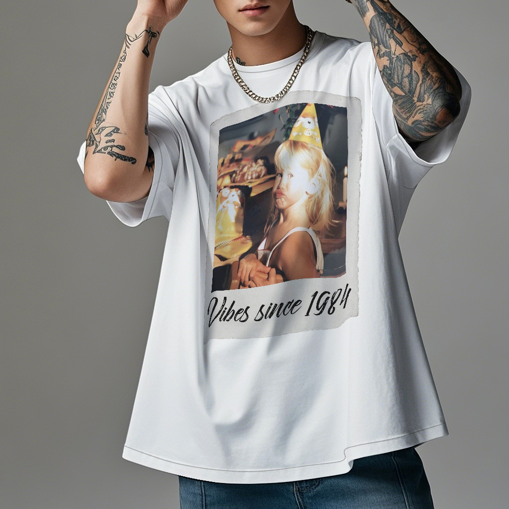 Camiseta Vintage Con Foto Personalizada, Estilo Película De Cumpleaños, Idea De Regalo Vintage - MyFaceSocksES