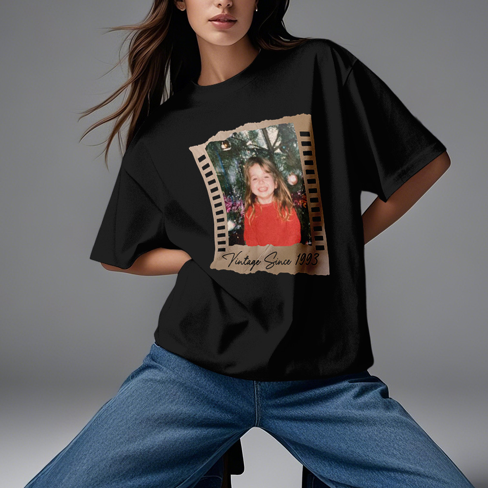 Camiseta Vintage Con Foto Personalizada, Estilo Película De Cumpleaños, Idea De Regalo Vintage - MyFaceSocksES