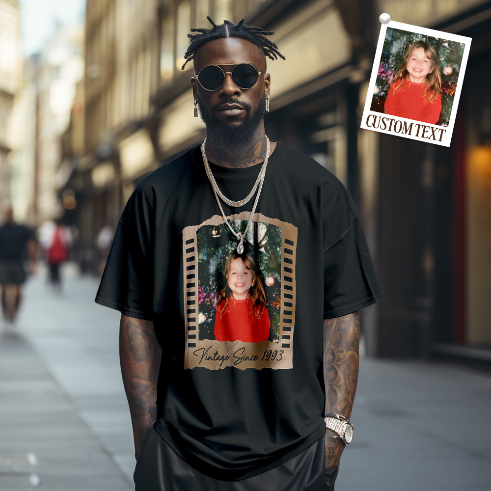 Camiseta Vintage Con Foto Personalizada, Estilo Película De Cumpleaños, Idea De Regalo Vintage - MyFaceSocksES