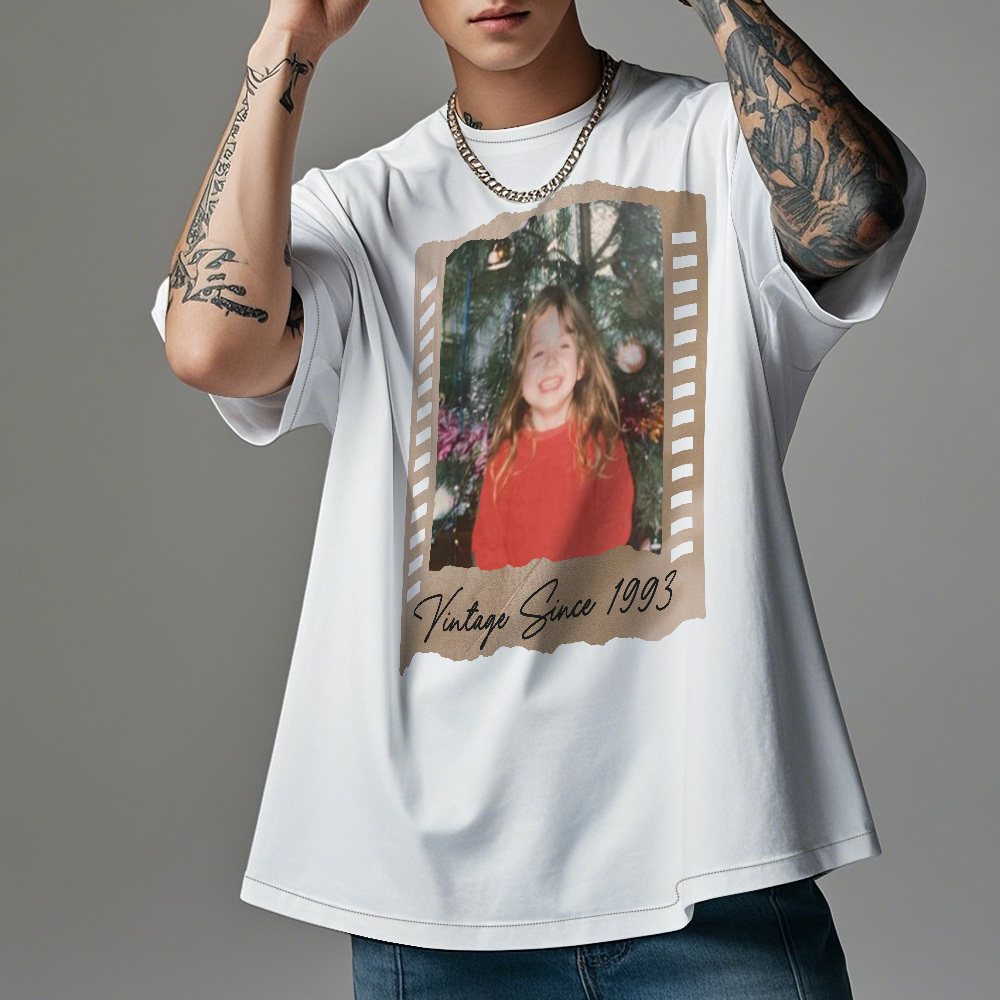 Camiseta Vintage Con Foto Personalizada, Estilo Película De Cumpleaños, Idea De Regalo Vintage - MyFaceSocksES