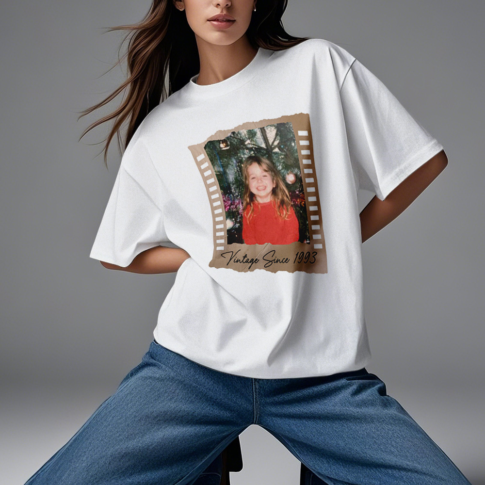 Camiseta Vintage Con Foto Personalizada, Estilo Película De Cumpleaños, Idea De Regalo Vintage - MyFaceSocksES