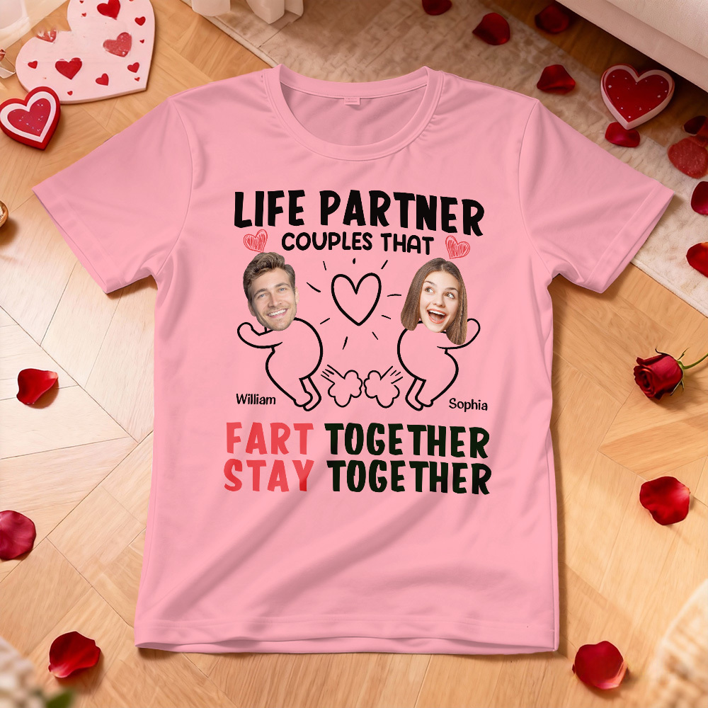 Camiseta Personalizada Con Foto De Pareja Camiseta Con Foto Personalizada Parejas De Vida Que Se Fart Juntos Manténse Juntos Aniversario Regalo De San Valentín Para Ella - MyFaceSocksES