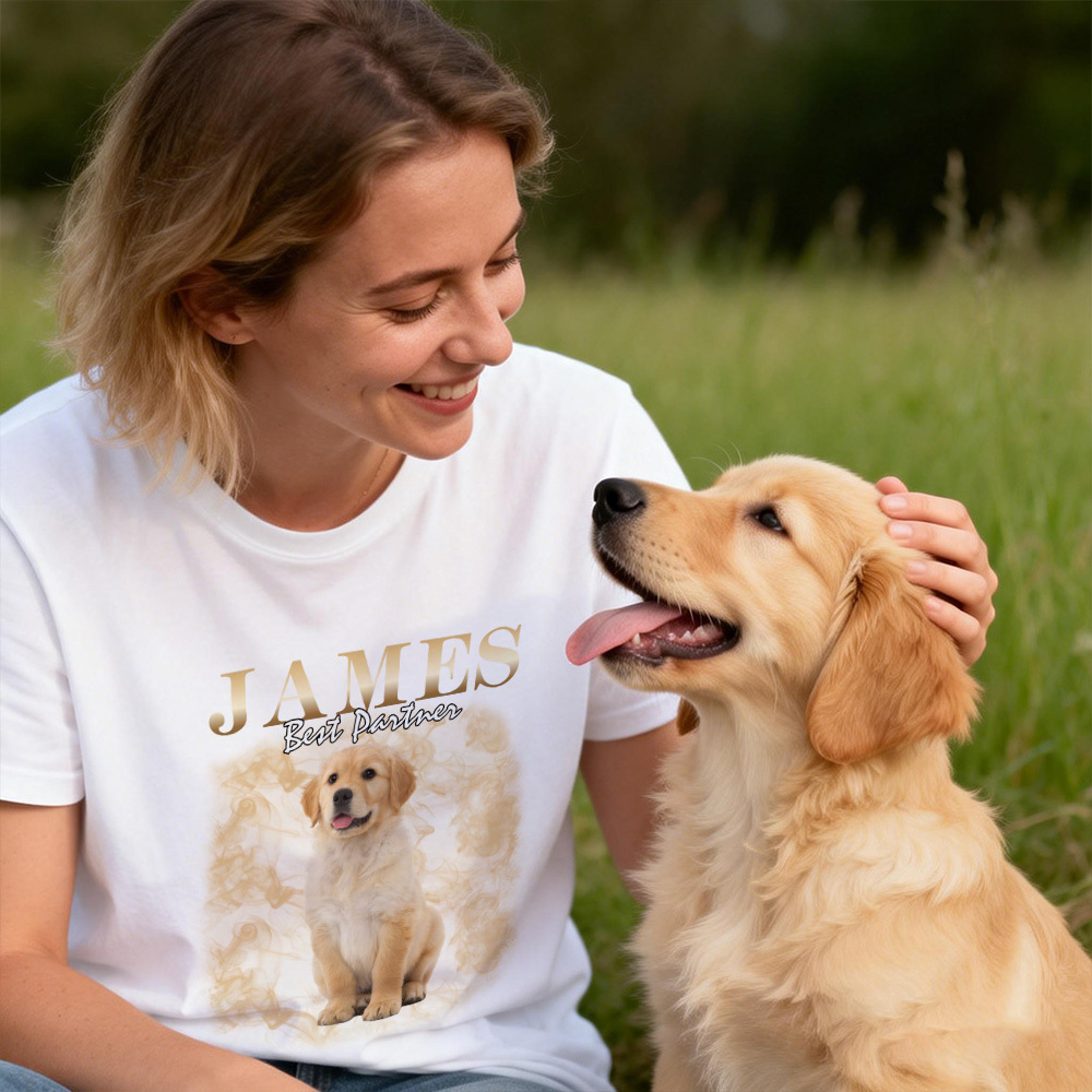Camiseta Con Foto Personalizada, Estilo Vintage, Con Cara De Mascota, Regalo Para Amantes De Las Mascotas. - MyFaceSocksES