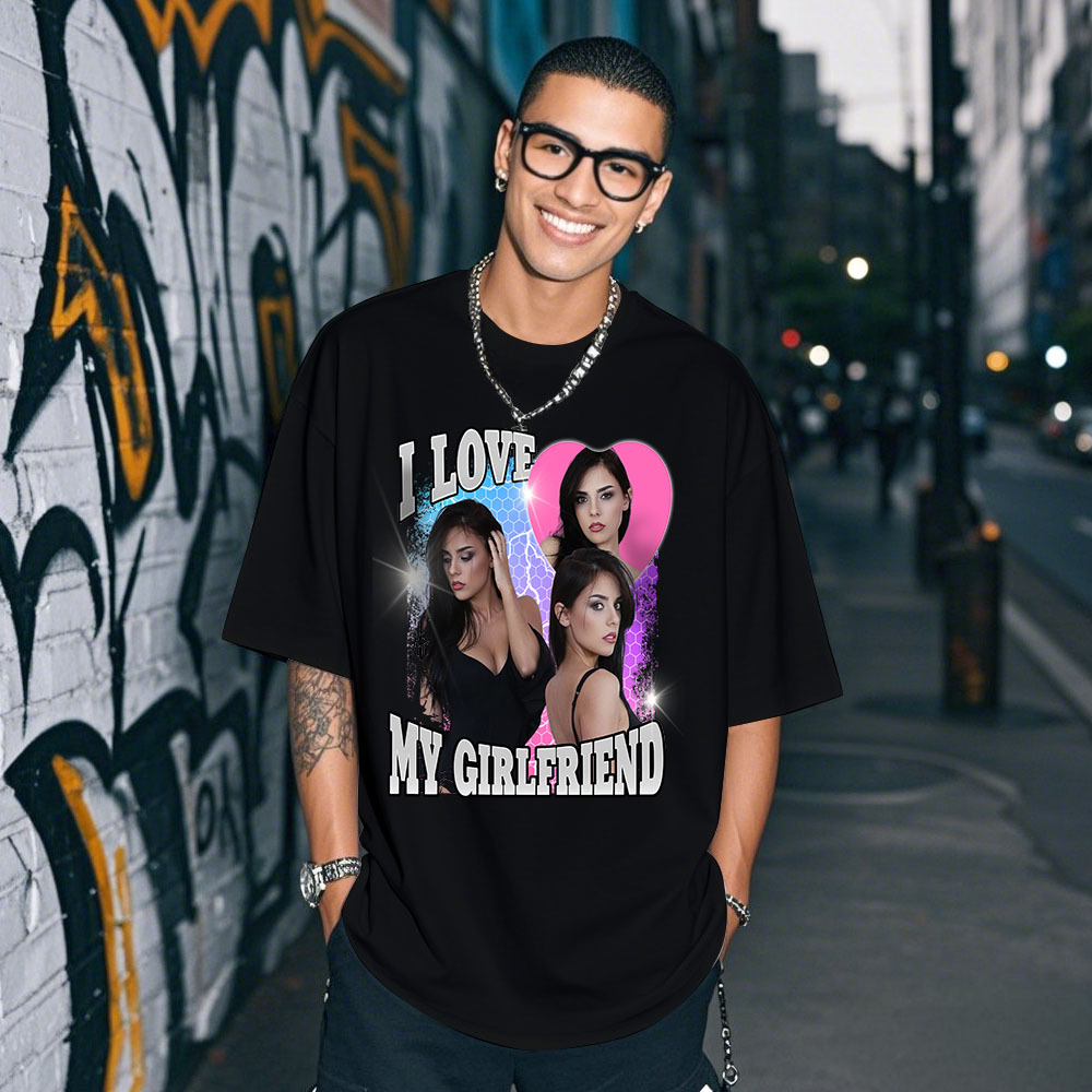 Camiseta Personalizada Con Foto De Pareja. Camiseta Con Foto Personalizada. Idea De Regalo Vintage Para Pareja. Aniversario. Regalo De San Valentín. - MyFaceSocksES