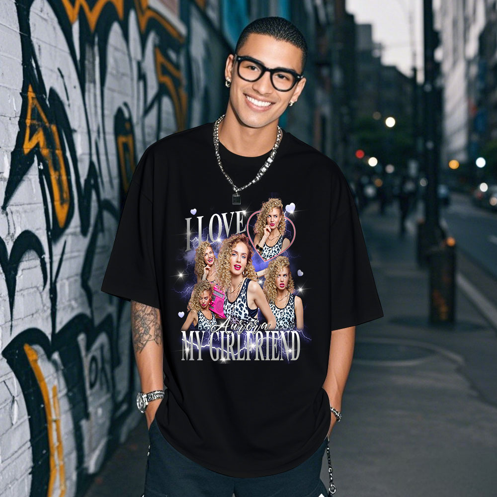 Camiseta Personalizada Con Foto De Pareja. Camiseta Con Foto Personalizada. Idea De Regalo Vintage Para Pareja. Aniversario. Regalo De San Valentín. - MyFaceSocksES