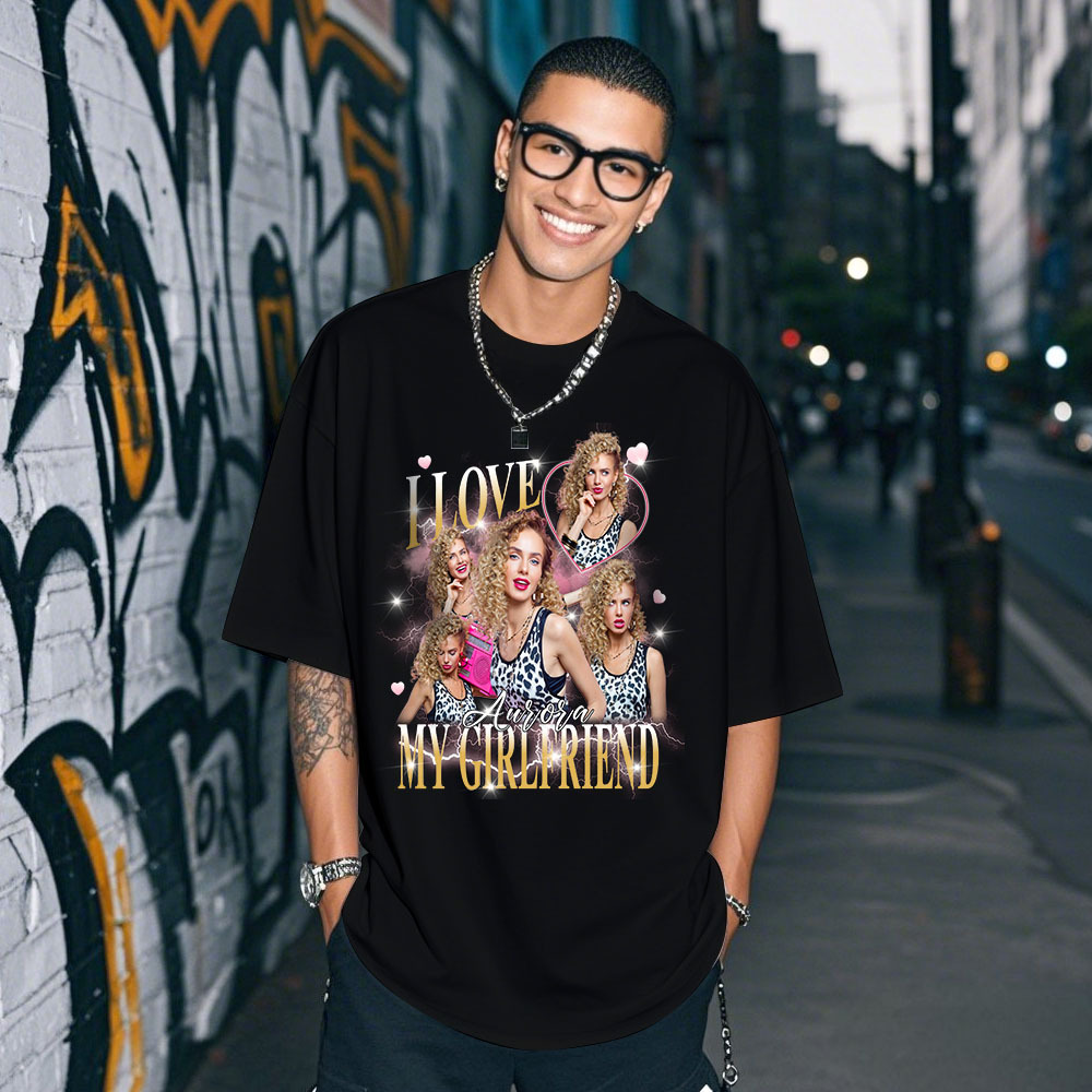 Camiseta Personalizada Con Foto De Pareja. Camiseta Con Foto Personalizada. Idea De Regalo Vintage Para Pareja. Aniversario. Regalo De San Valentín. - MyFaceSocksES