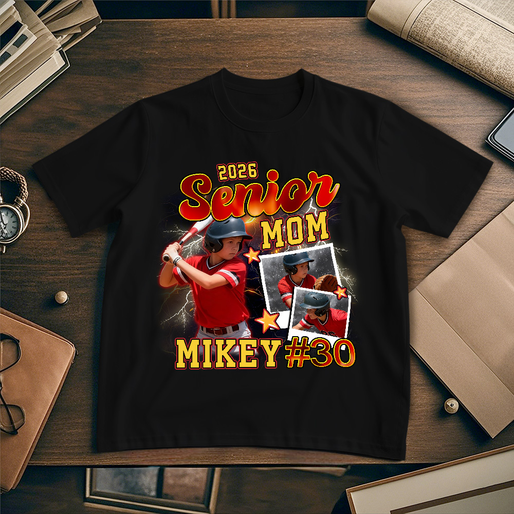 Camiseta Con Foto Personalizada, Número Negro Personalizado Y Foto, Estilo Deportivo, Regalo Para Fanáticos. - MyFaceSocksES