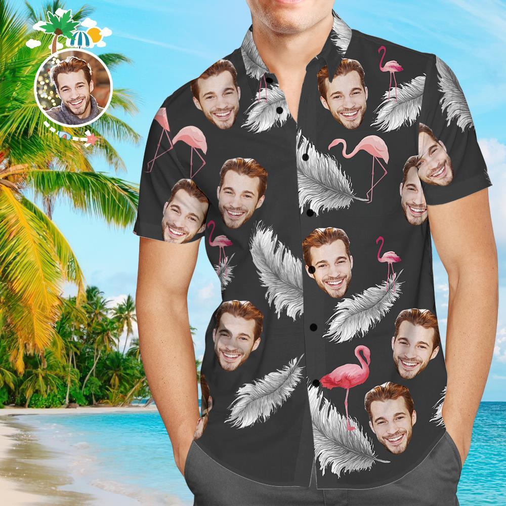 Camisa Hawaiana Personalizada Con Cara De Perro Camiseta Personalizada Con Plumas Negras Para Dueño De Mascota - MyFaceSocksES