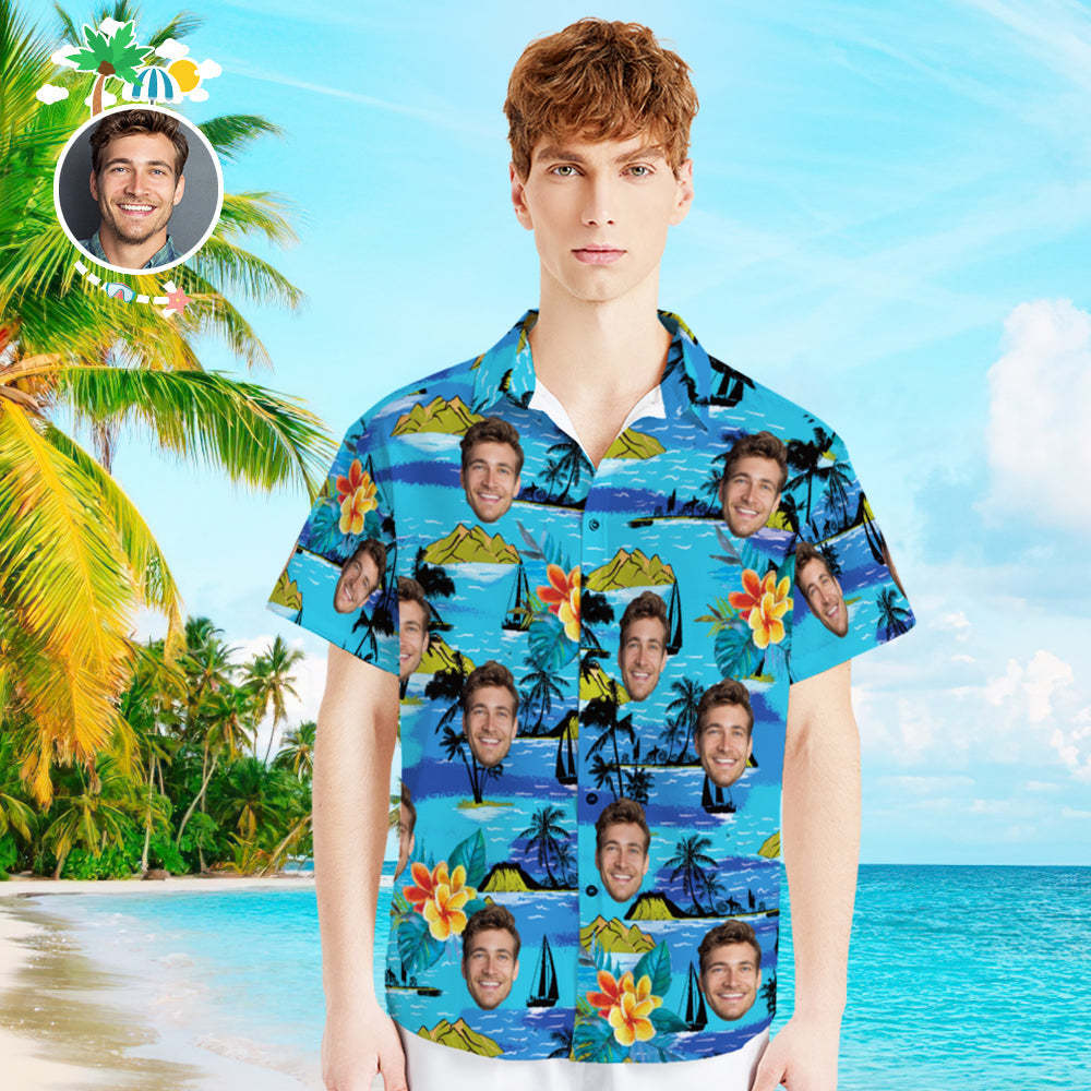 Foto Personalizada Camisa Hawaiana Padre-hijo Viste Cara Personalizada Camisa Hawaiana Regalo Vice City - MyFaceSocksES