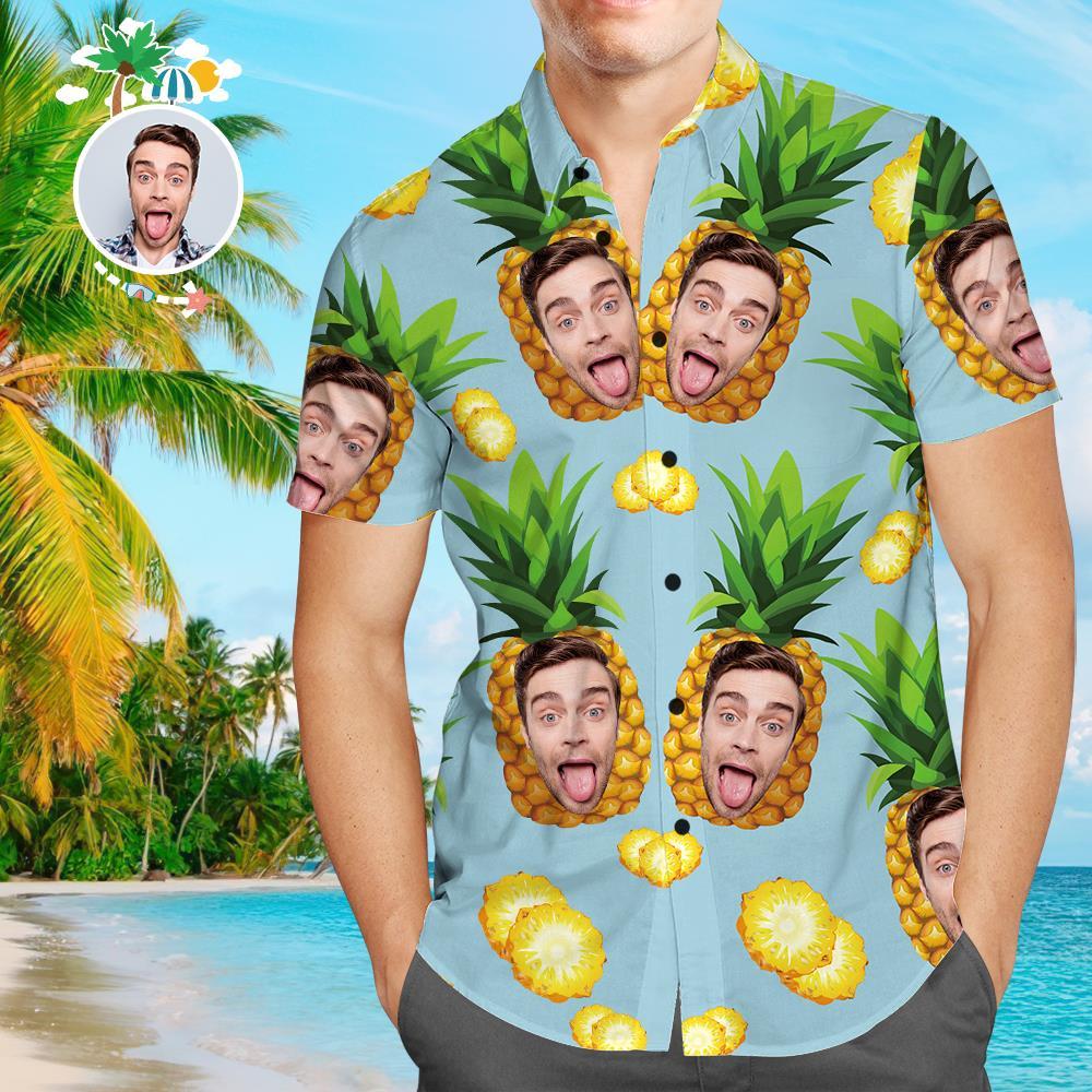 Camisa Hawaiana Con Perro En Él Camisa Hawaiana De Piña Con Cara Camisas Tropicales Personalizadas - MyFaceSocksES