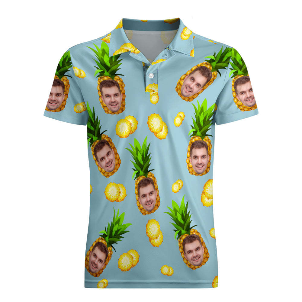 Camisa Polo Personalizada Para Hombre, Camisas De Golf Personalizadas Para Él, Piña Grande - MyFaceSocksES