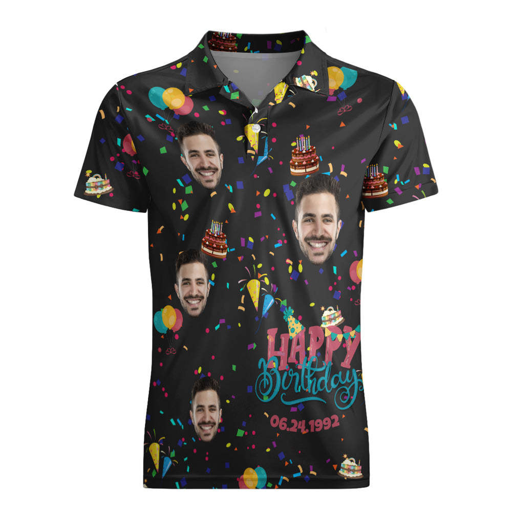 Polo Personalizado Polos De Golf Hawaianos Con Estampado Completo Regalo De Cumpleaños Único - MyFaceSocksES