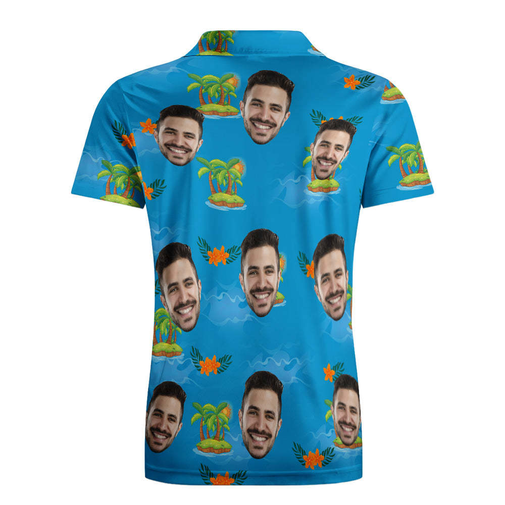 Polo Personalizado Polo De Golf Hawaiano Camisa De Vacaciones En La Playa - MyFaceSocksES