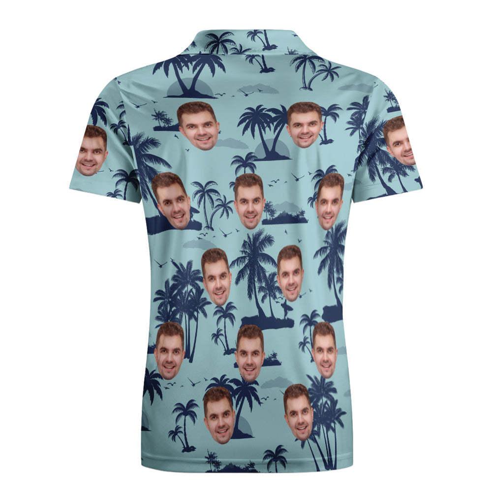 Camisa Hawaiana De Encargo De La Playa De Aloha Del Diseño Del Árbol De Coco De Los Polos Del Golf Del Polo Para Los Hombres - MyFaceSocksES