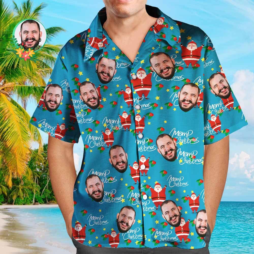 Cara Personalizada, Traje Hawaiano A Juego Para La Familia, Fiesta En La Piscina Navide?a, Ropa Para Padres E Hijos, Happy Santa - CalzoncillosfotoES