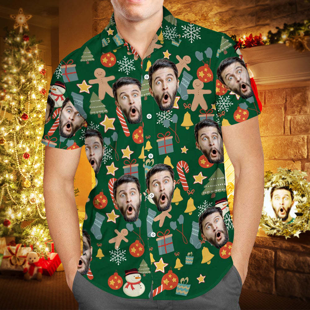 Camisa De Cara Personalizada Foto Personalizada Camisa Hawaiana Para Hombre Regalo Sorpresa De Navidad - Feliz Navidad - CalzoncillosfotoES