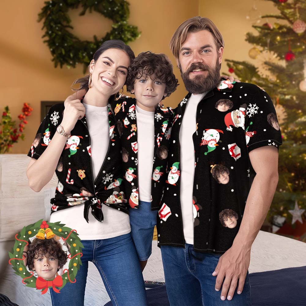 Cara Personalizada, Traje Hawaiano A Juego Para La Familia, Fiesta En La Piscina De Navidad, Ropa Para Padres E Hijos, Mu?eco De Nieve, Esqu¨ª, Bast¨®n De Caramelo, Regalos Navide?os - CalzoncillosfotoES