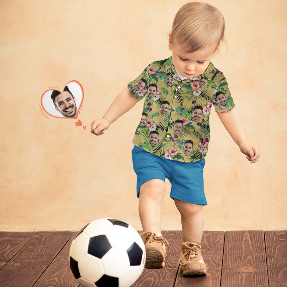 Foto Personalizada Camisa Hawaiana Padre-hijo Viste Cara Personalizada Camisa Hawaiana Regalo Ropa De Moda - MyFaceSocksMX