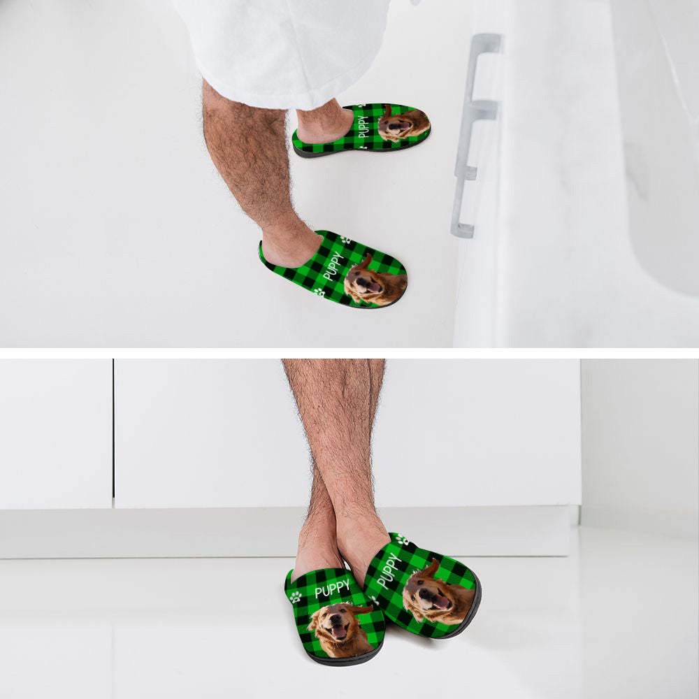 Zapatillas Personalizadas Con Foto Y Nombre Para Hombre Y Mujer Con Huella, Zapatillas Informales Rojas Personalizadas De Algodón Para Casa, Regalo De Navidad Para Amantes De Las Mascotas - MyFaceSocksES