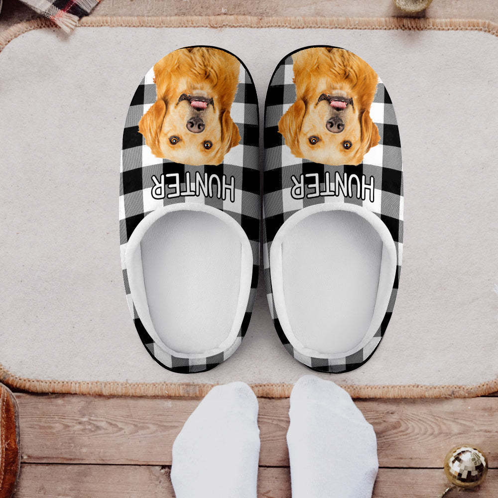 Zapatillas Personalizadas Con Foto Para Mujer Y Hombre, Zapatillas Informales Personalizadas De Algodón Para Casa, Regalo De Navidad Para Perro Mascota - MyFaceSocksES