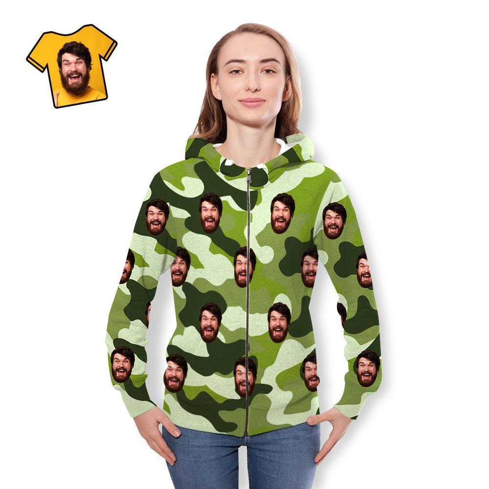 Cara Personalizada Unisex Sudadera Con Capucha Casual Impreso Auqamarin Camuflaje - MyFaceSocksES