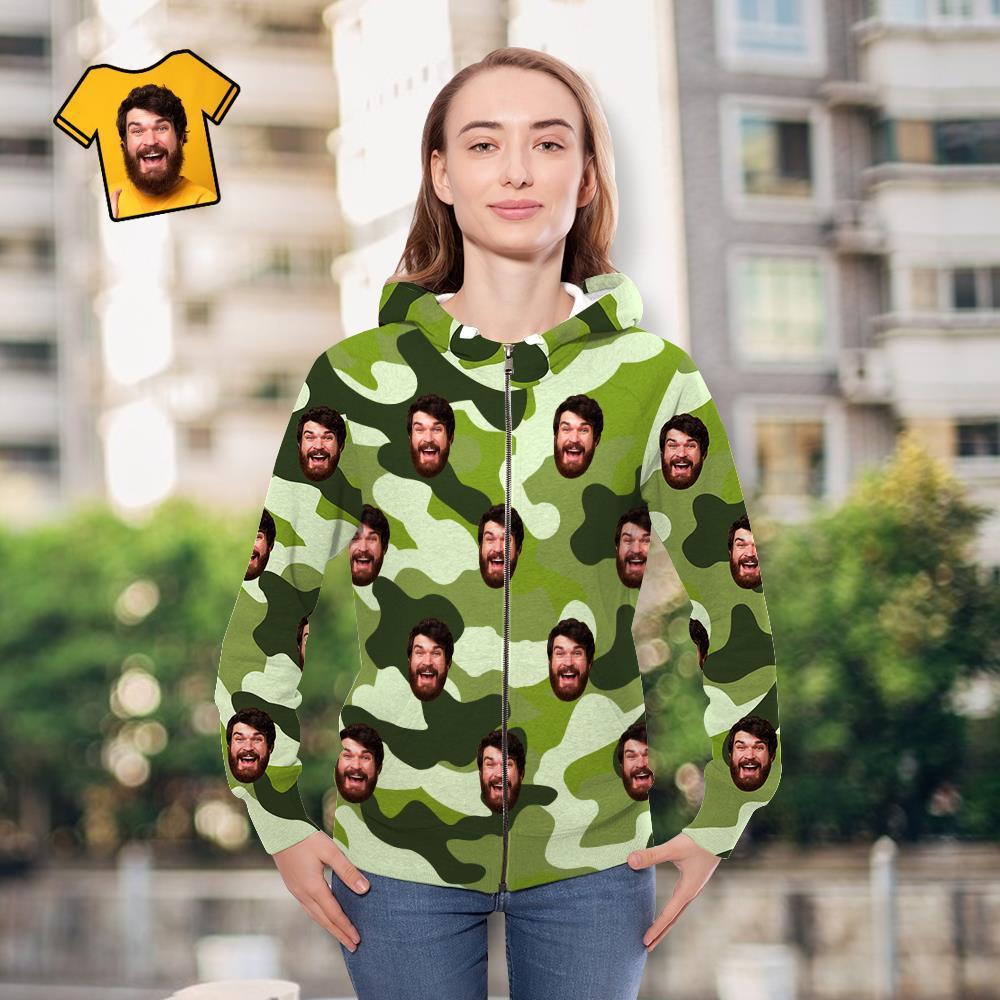 Cara Personalizada Unisex Sudadera Con Capucha Casual Impreso Auqamarin Camuflaje - MyFaceSocksES