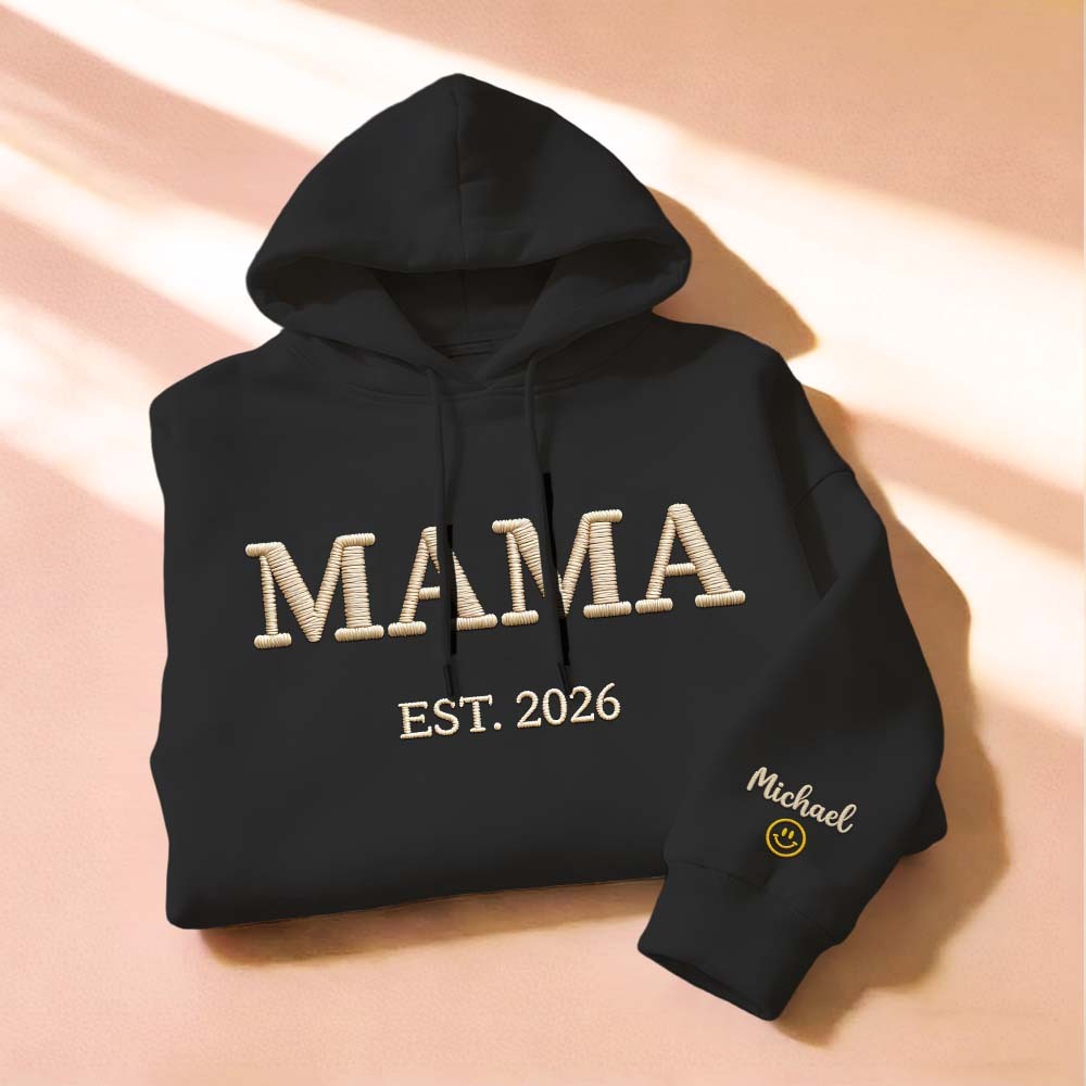 Sudadera Personalizada Bordada Para Mamá, Sudadera Con Capucha Bordada Personalizada Para Mamá, Conjunto Para Mamá Primeriza, Ropa Para Anunciar El Embarazo, Regalos Para El Día De La Madre. - MyFaceSocksES