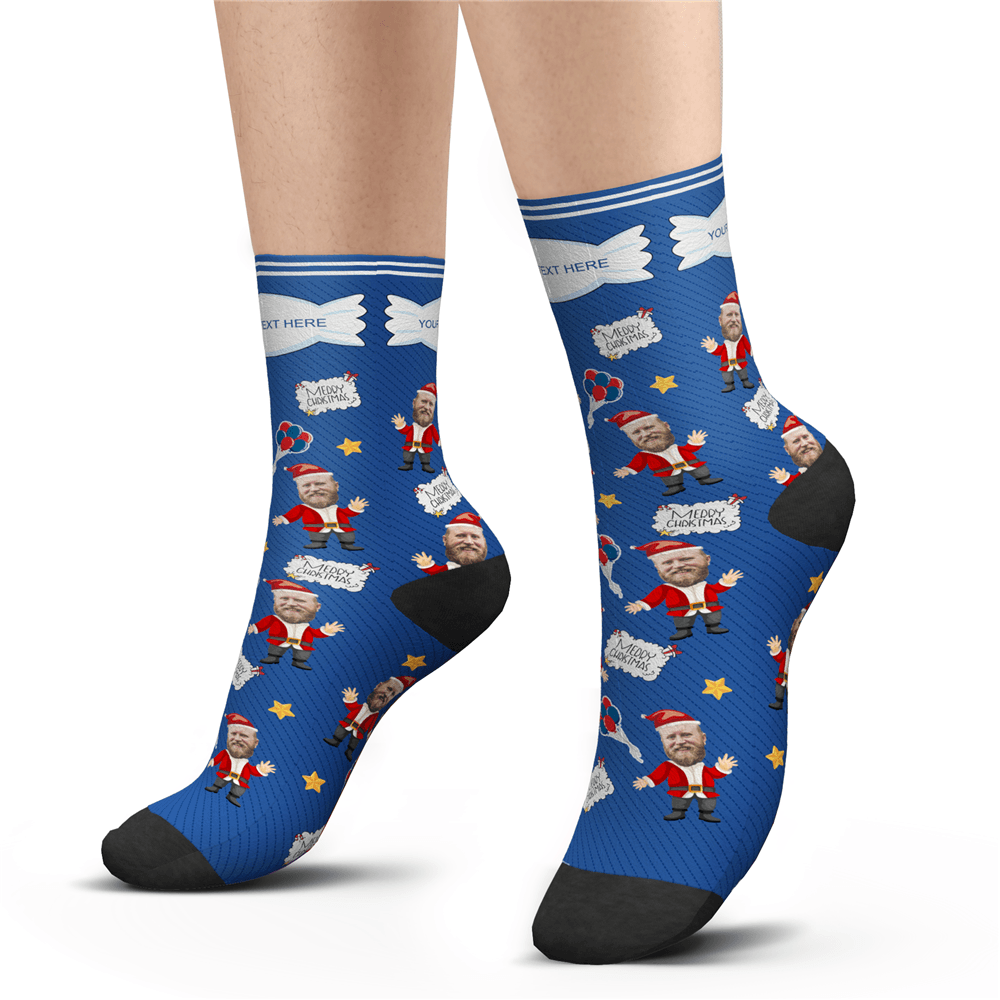 Custom Photo Socks Christmas Dog With Your Text - MyPhotoSocks