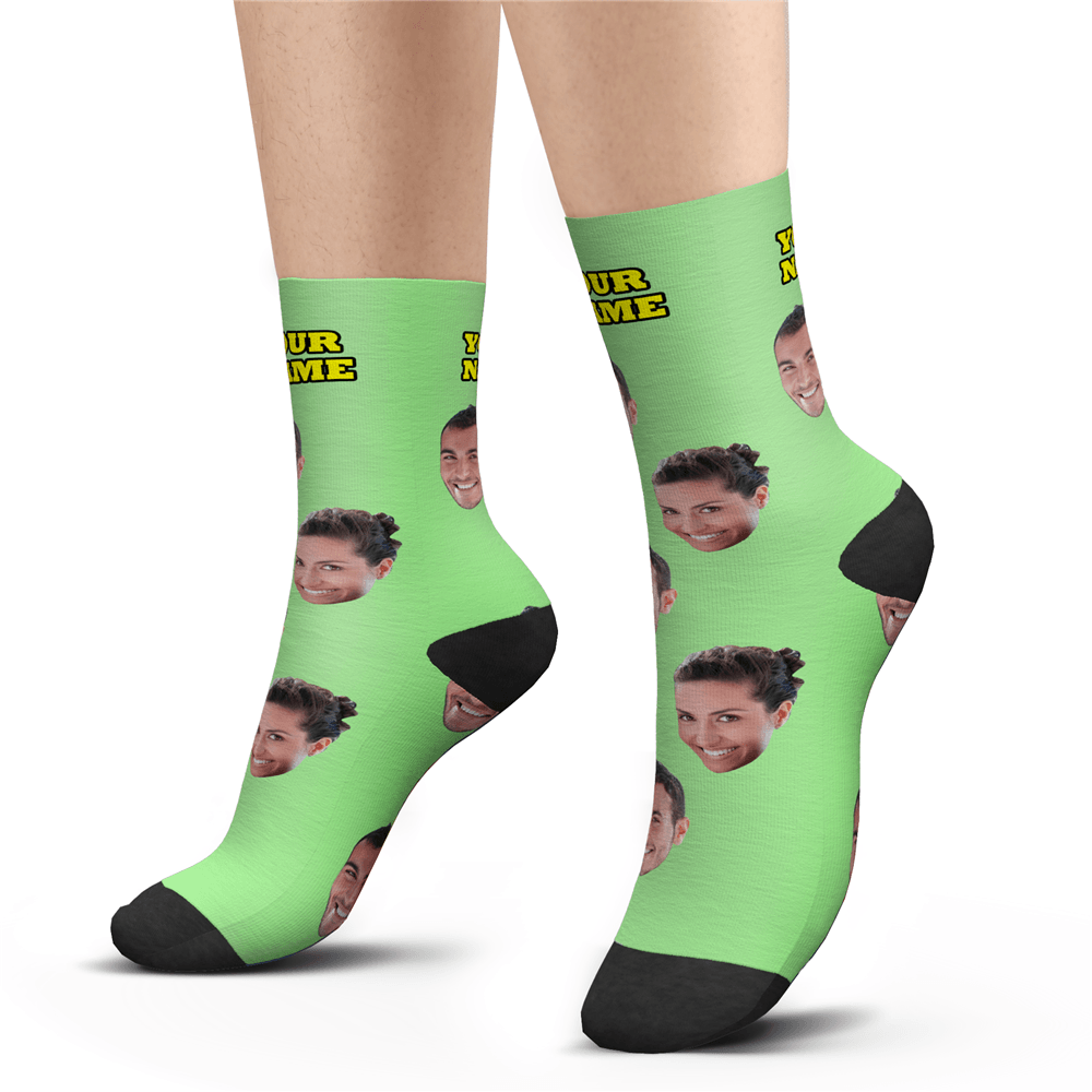 Custom Happy Photo Socks With Your Text Colorful - MyPhotoSocks