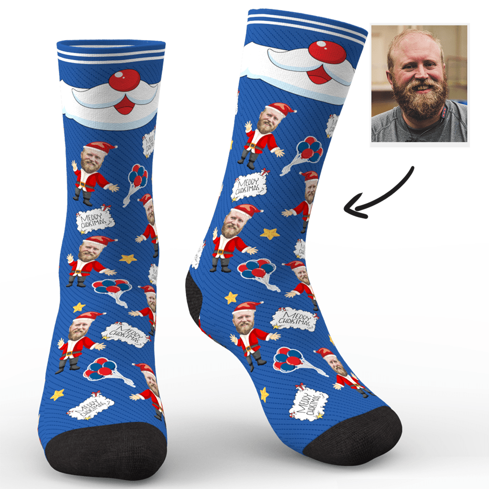 Custom Photo Socks Christmas Dog With Your Text - MyPhotoSocks