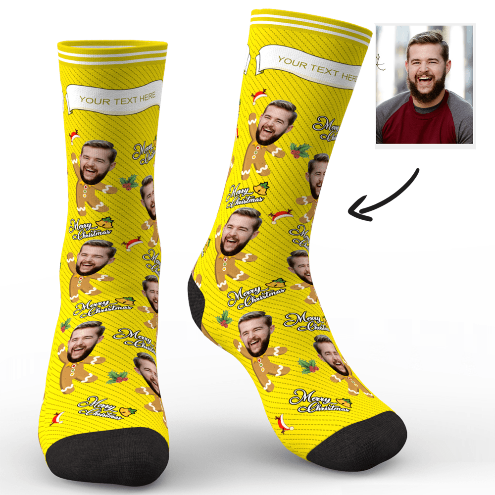 Custom Photo Socks Christmas Dog With Your Text - MyPhotoSocks