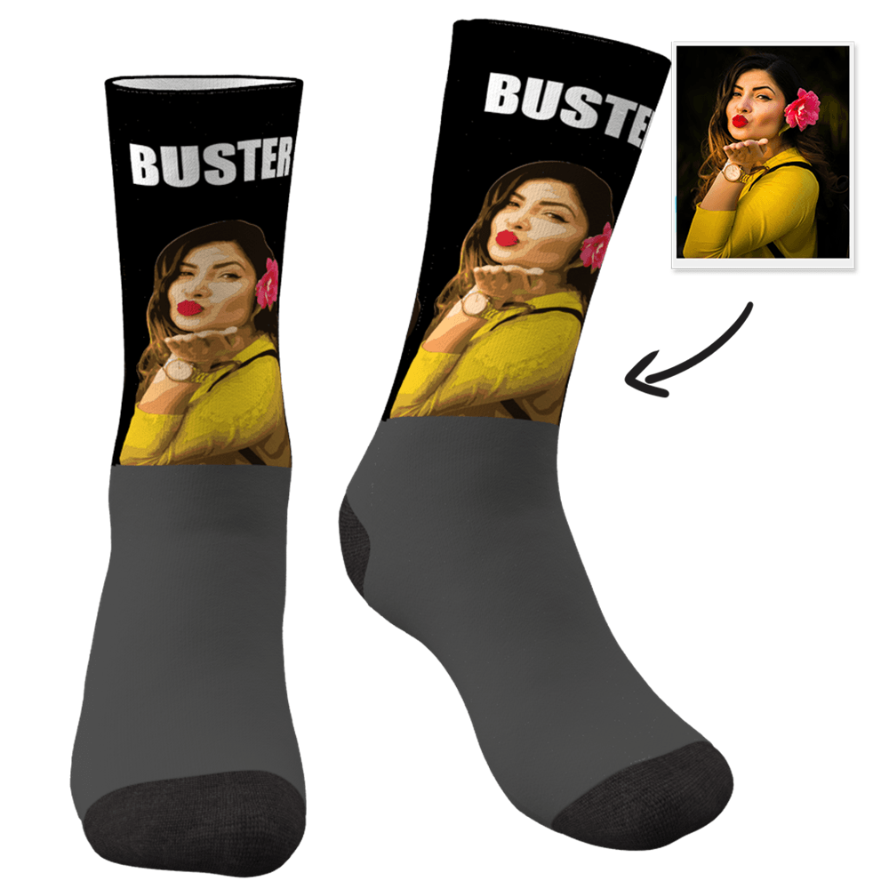Custom Face Dog Socks Painted Art Portrait With Your Saying - MyFaceSocks