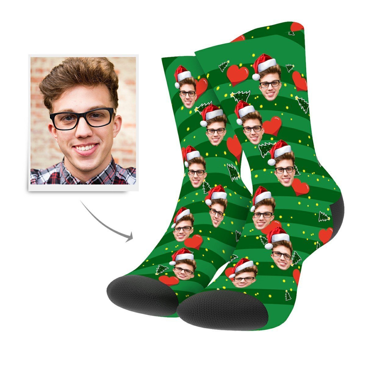 Christmas Custom Heart Socks - Myfacesocks