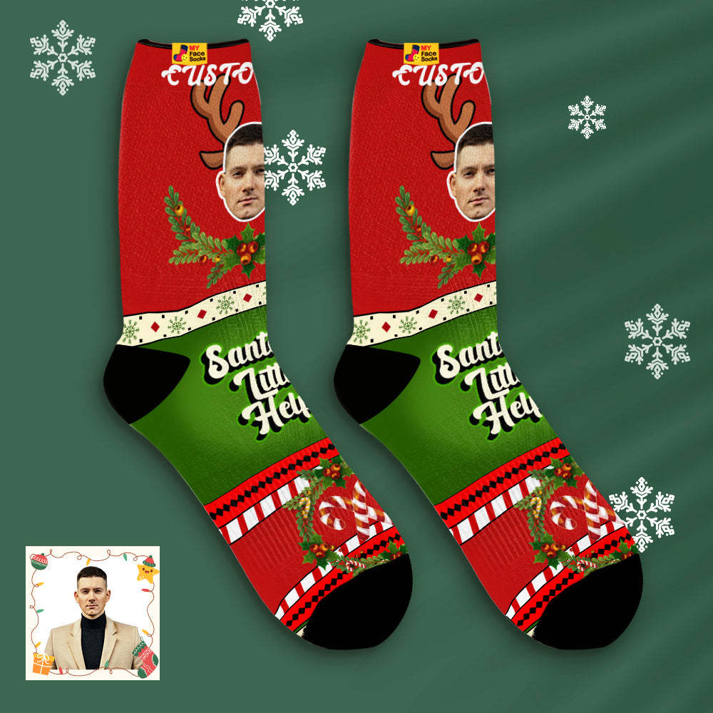 Los Calcetines De Encargo De La Cara Respirable Del Estilo De Santas Personalizaron Los Regalos Suaves De Los Calcetines El Día De Navidad - MyFaceSocksES