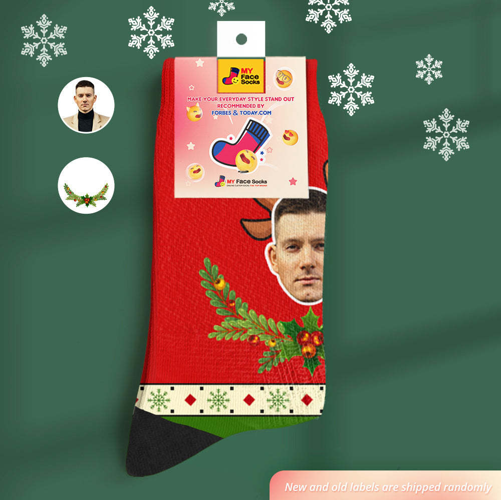 Los Calcetines De Encargo De La Cara Respirable Del Estilo De Santas Personalizaron Los Regalos Suaves De Los Calcetines El Día De Navidad - MyFaceSocksES