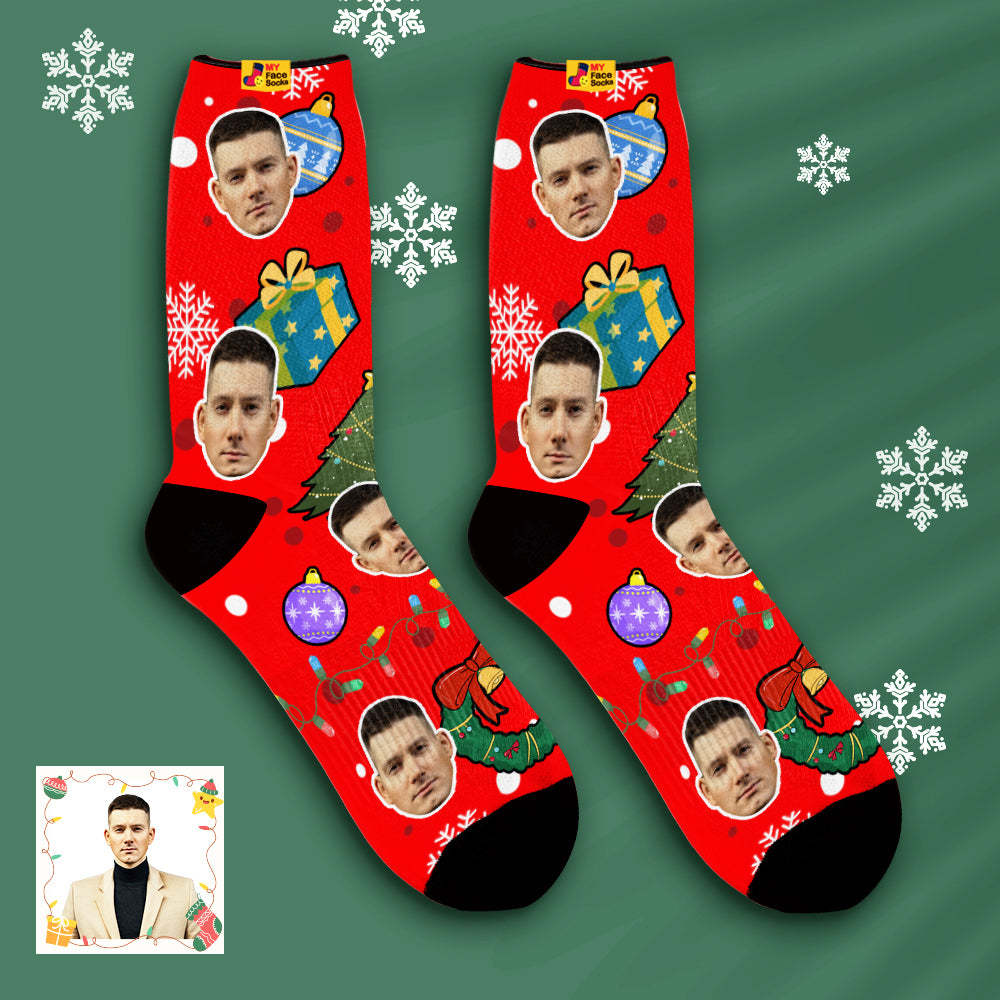 La Cara De Encargo Pega Los Calcetines Respirables De La Cara Calcetines Suaves Personalizados Regalos Navidad - MyFaceSocksES