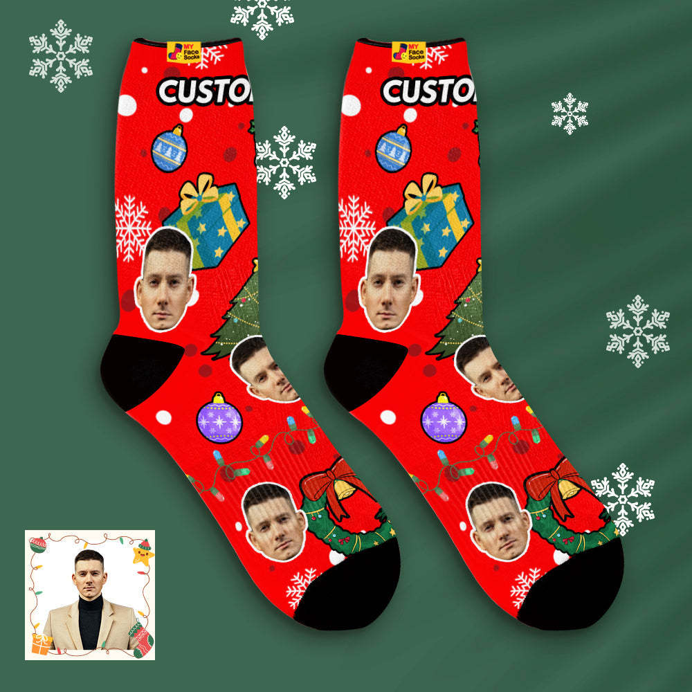 La Cara De Encargo Pega Los Calcetines Respirables De La Cara Calcetines Suaves Personalizados Regalos Navidad - MyFaceSocksES