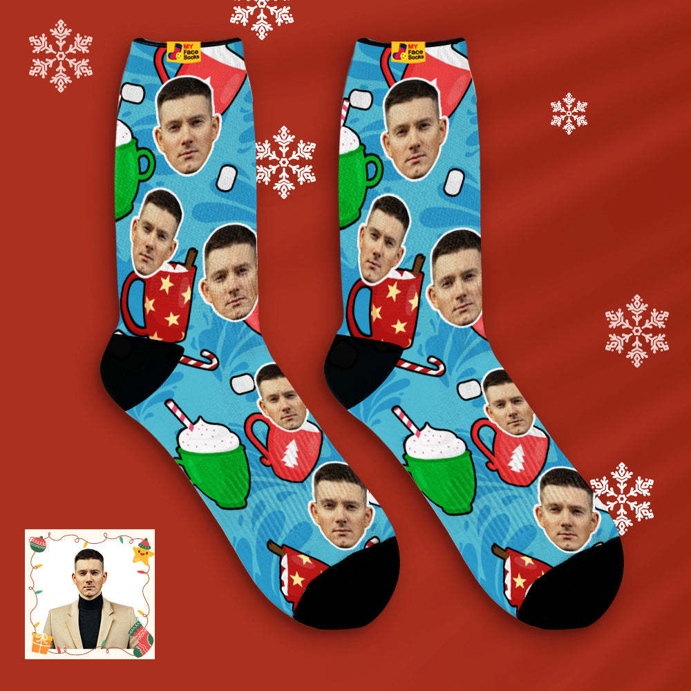 La Cara Respirable De La Navidad De Encargo Pega Los Regalos Suaves Personalizados De Los Calcetines - MyFaceSocksES