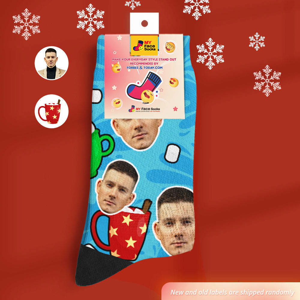 La Cara Respirable De La Navidad De Encargo Pega Los Regalos Suaves Personalizados De Los Calcetines - MyFaceSocksES